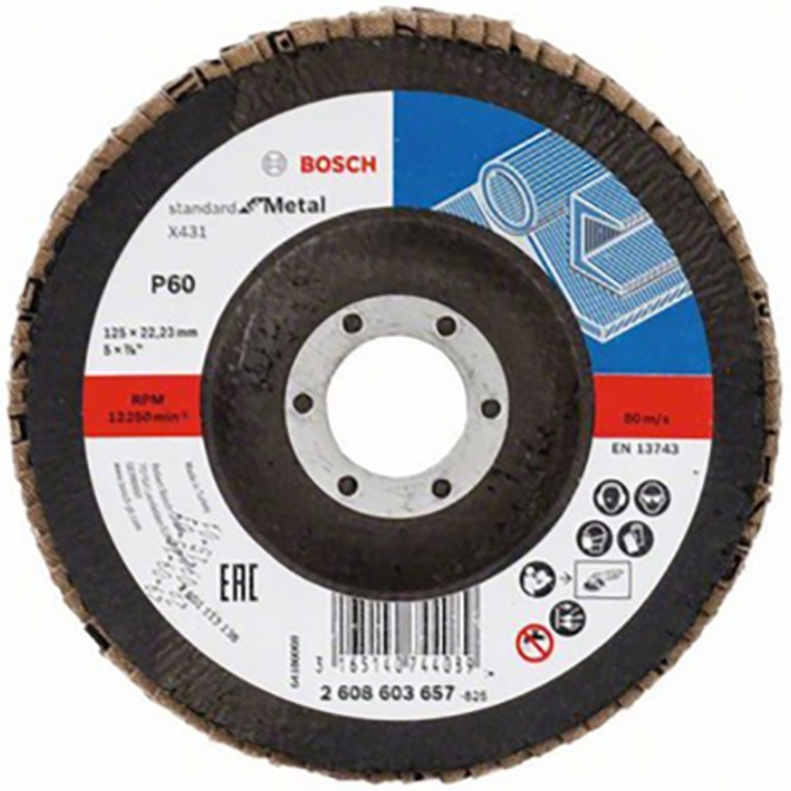Bosch Standard 2608603657 csiszoló tárcsa, 125 mm átmérőjű, 60-as szemcsemérettel