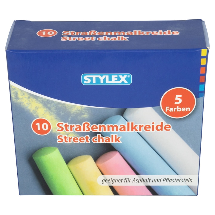 Stylex színes aszfaltkréta készlet, 10 db