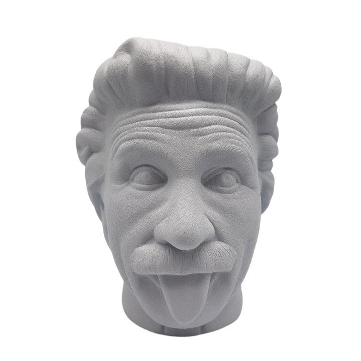 Vaza decorativa Einstein, gri mat, ceramica dura, finisaj antistatic, 20x16x15