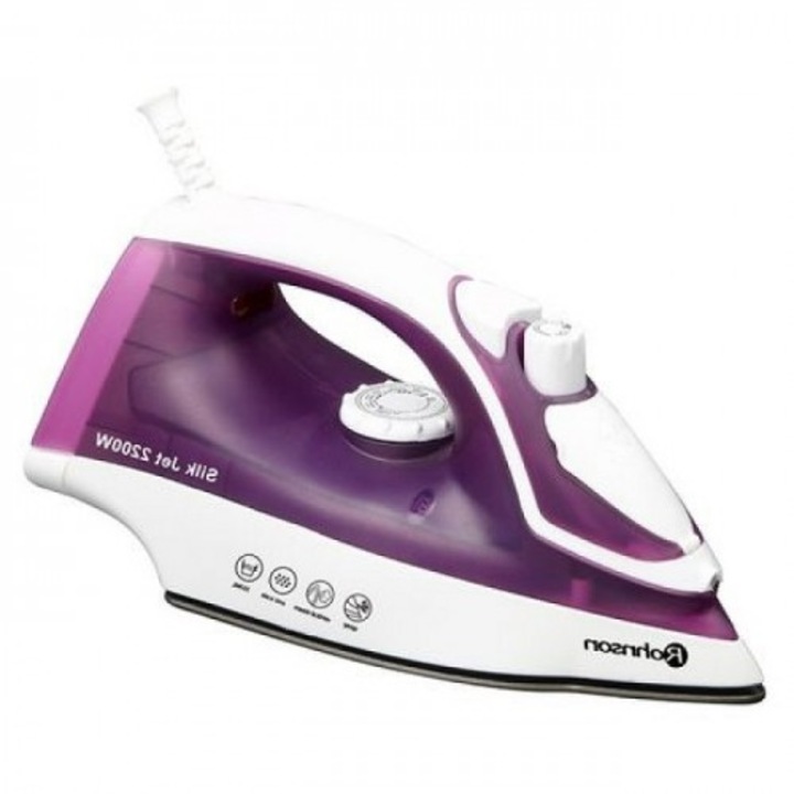 Fier de calcat, Alb/Mov, 2200 W Filtru anticalcar, 350 m, 70gr/min