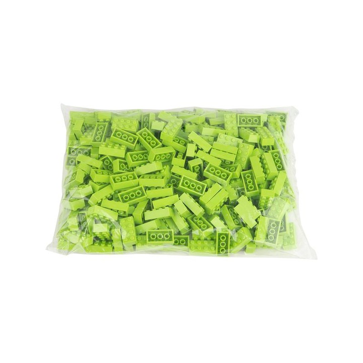 Set de constructie, Q-Bricks, Model 2x4 Bright Green, 500 de piese, 15.8 x 31.8 mm, 3 ani +, Verde deschis