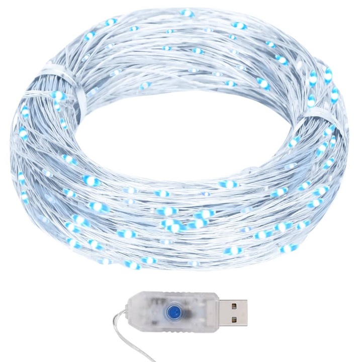 Instalatie lumini vidaXL, Metal, 40m, Alb 328848