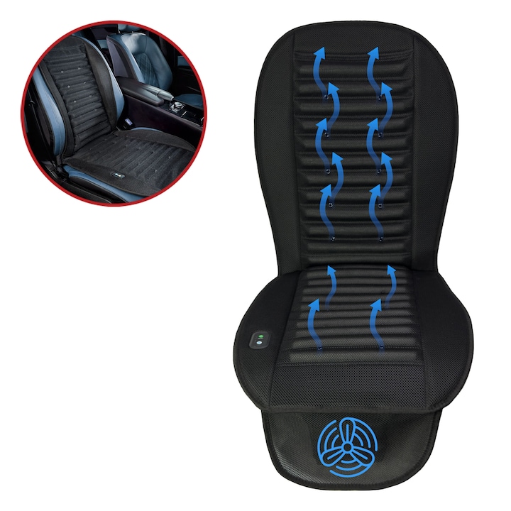 Husa scaun auto cu ventilatie, 3 trepte de reglare, alimentare 12 V, Ultimate Cool, negru
