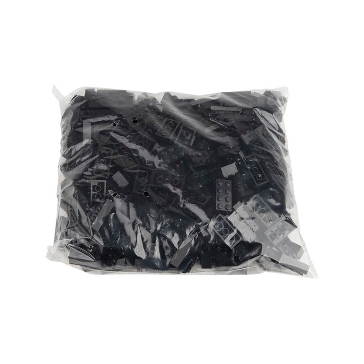 Set de constructie, Q-Bricks, Model 2x4 Traffic Black, 500 de piese, 15.8 x 31.8 mm, 3 ani +, Negru