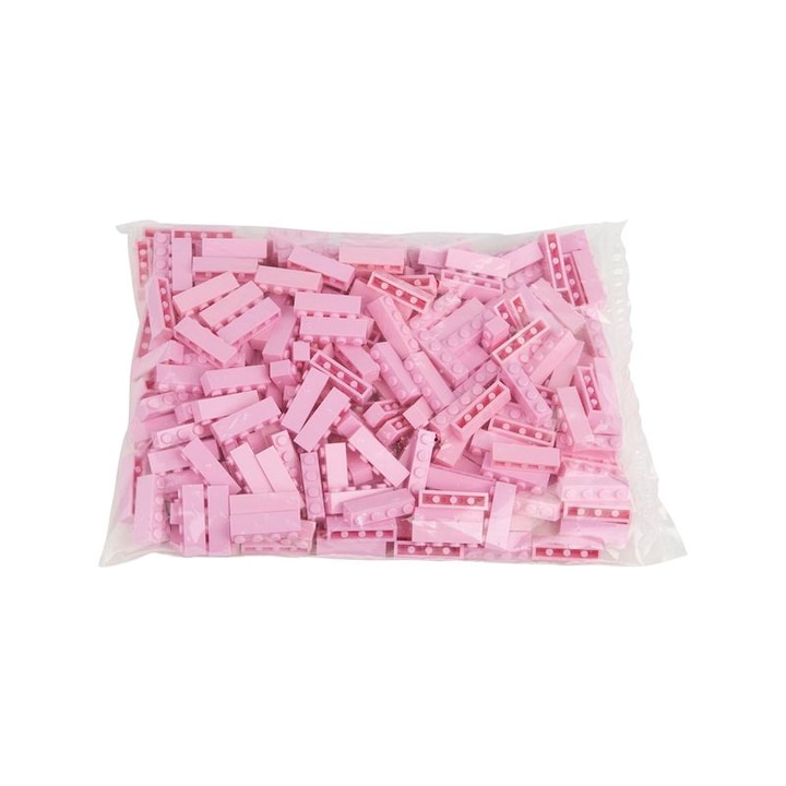 Set de constructie, Q-Bricks, Model 1x4 Light Pink, 500 de piese, 7.8 x 31.8 mm, 3 ani +, Roz deschis