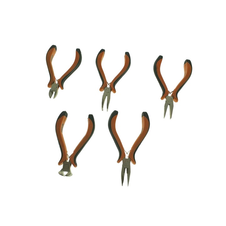 Set 5 mini clesti si patenti pentru taiere si indoire, Negru Portocaliu