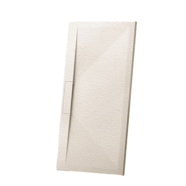 Cadita de dus, compozit mineral, 100x80 cm, scurgere ascunsa, decupabila, Santiago, Crem