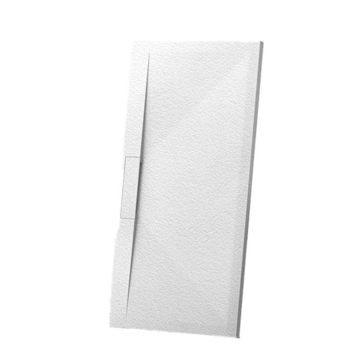 Cadita de dus, compozit mineral, 120x80 cm, scurgere ascunsa, decupabila, Santiago, Alb