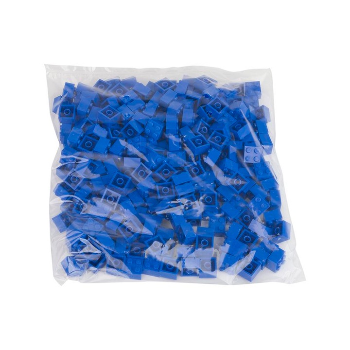 Set de constructie, Q-Bricks, Model 2x2 Sky blue, 500 de piese, 15.8 x 15.8 mm, 3 ani +, Albastru