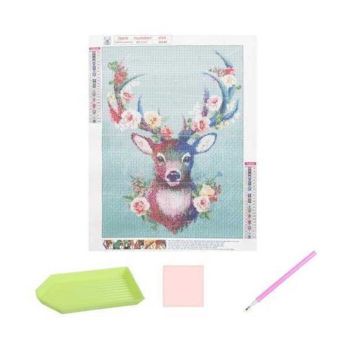 Set creativ cu diamante rotunde Diamond Painting 40x30 cm Caprioara, Iso Trade