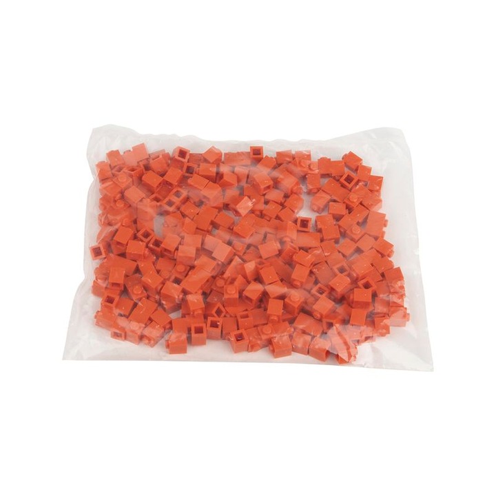 Set de constructie Q-Bricks, 1X1, 250 piese, Portocaliu