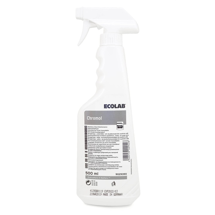 Pulverizator Lichid EcoLab Chromol, 500 ml, pentru Intretinerea Suprafetelor din Inox