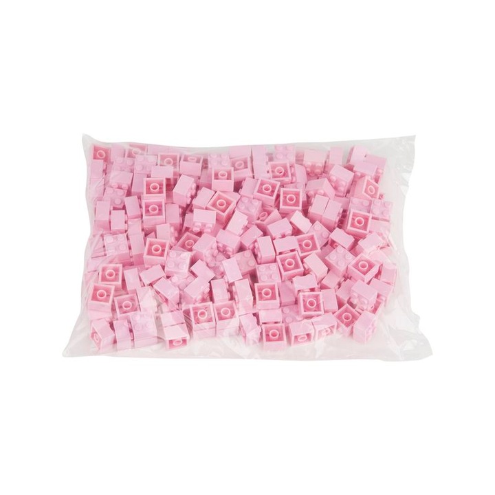 Set de constructie, Q-Bricks, Model 2x2 Light pink, 500 de piese, 15.8 x 15.8 mm, 3 ani +, Roz deschis