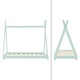 Pat pentru copii cu saltea ML-Design, 147,5 x 137 x 77,5 cm, lemn de pin, model indian, verde menta, saltea din spuma rece 140 x 70 x 11, lavabil