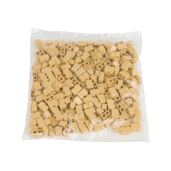 Set de constructie Q-Bricks, 1X2, 250 piese, Bej