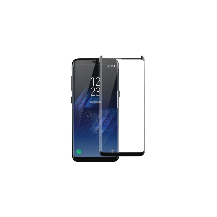 SOHO Samsung Galaxy S8 Kijelzővédő fólia, 5D biztonsági üveg, Fekete-Átlátszó