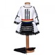 Costum popular botez pentru fetite, 6 piese, broderie neagra, brau tricolor, 3 - 6 luni, Denikos® 1025