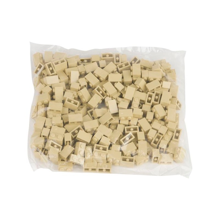 Set de constructie 1x2, Q-Bricks, 500 piese, Ivory