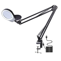 Lupa de masa cu LED Timeless Tools, cu 2 lentile, Brat telescopic reglabil, Lampa 360°, Negru