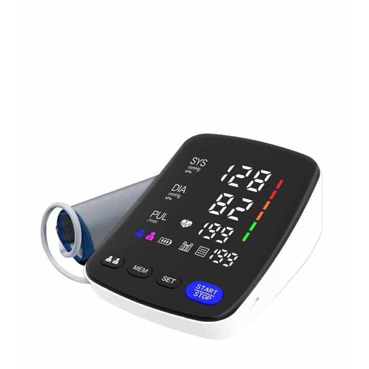 Alphamed U82RH Digitális vérnyomásmérő, megvilágított képernyő, USB kábel