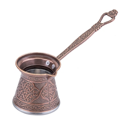 Ibric cafea turceasca in stil otoman, AYVALI Cezve, Zamac si Inox, Cupru antichizat, 200 ml