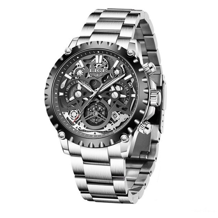 Мъжки часовник Lige Elegant Luxury Quartz Fashion Steel