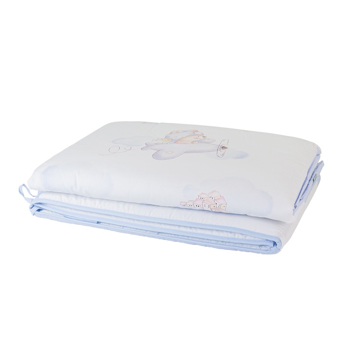 Set asternuturi bebe, Pielsa Baby, 122193, 2 piese, Cu protector lateral inclus, Imprimeu animalute, Bumbac, Alb/Roz, 120 x 60 cm