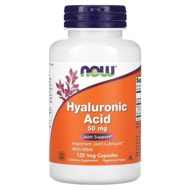 Acid Hialuronic, Hyaluronic Acid cu MSM, 50mg, Now Foods, 120 capsule