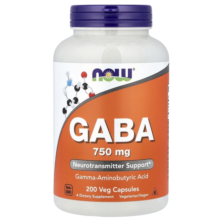 GABA (Relaxarea Sistemului Nervos), 750mg, Now Foods, 200 capsule