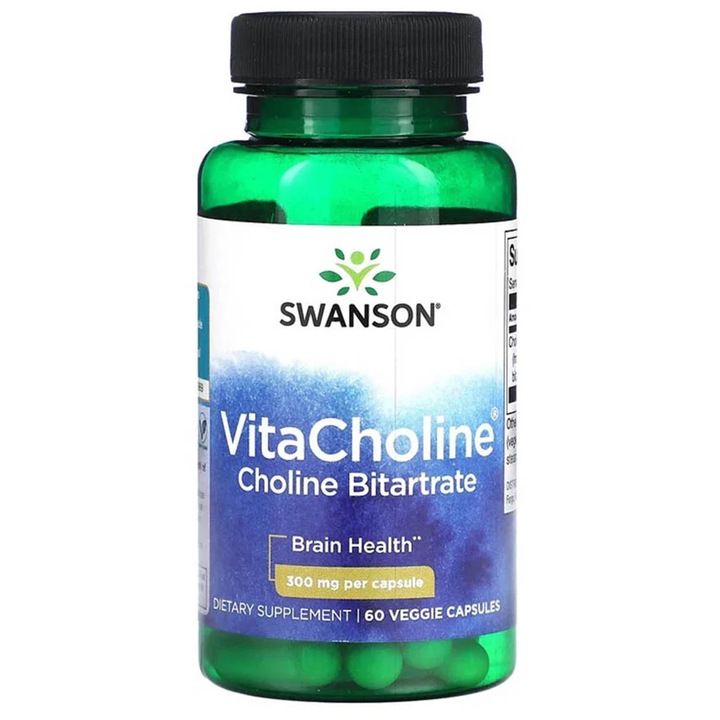 VitaCholine Choline Bitartrate, 300mg, Swanson, 60 capsule SWU894