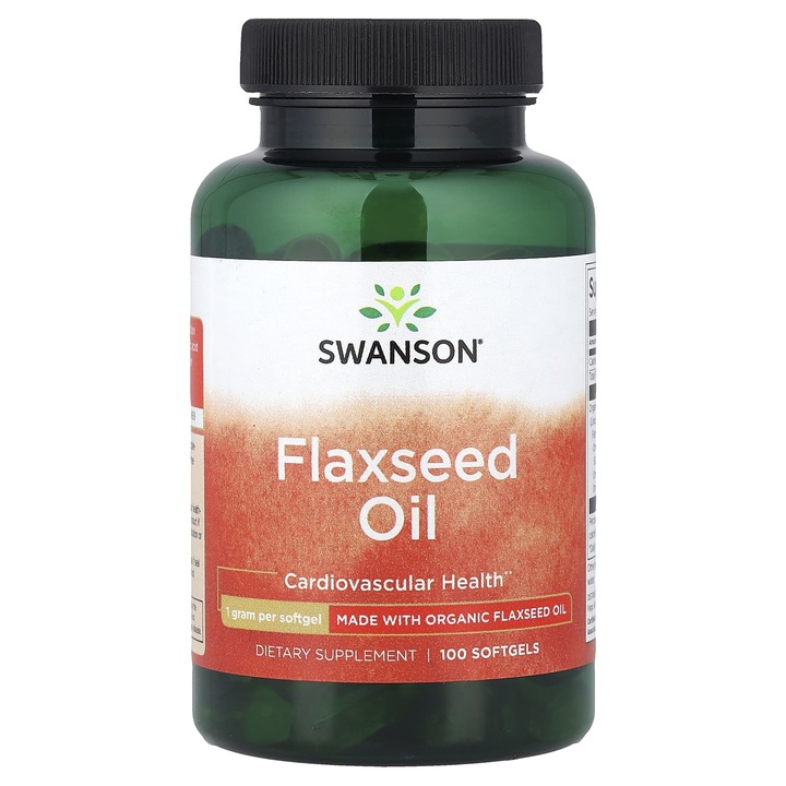 Flaxseed Oil Organic (Ulei Seminte de in), 1000mg, Swanson, 100 Softgels SWE001