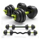 Set Gantere reglabile kettlebell FitTronic® 5 in 1 de 20 kg ZK20, cu bara curbata Z, bara dreapta, roata de abdomen si o multitudine de combinatii posibile
