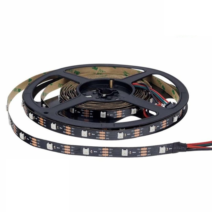 Banda Led RGB Digitala, 8W, 5V, 30 Pixels Adresabila, 5 metri, Optonica