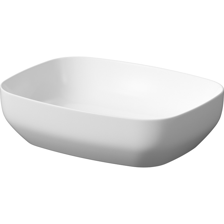 Lavoar (chiuveta baie) rectangular Cersanit Larga K677-016, pentru blat, ceramica, 50x38 xm, Alb mat