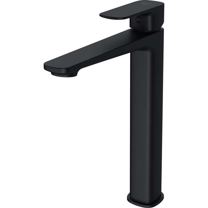 Смесител за мивка Cersanit Larga S951-391, Керамичен патрон, Подвижен аератор, Гъвкави връзки G 3/8" 45 см, Черен