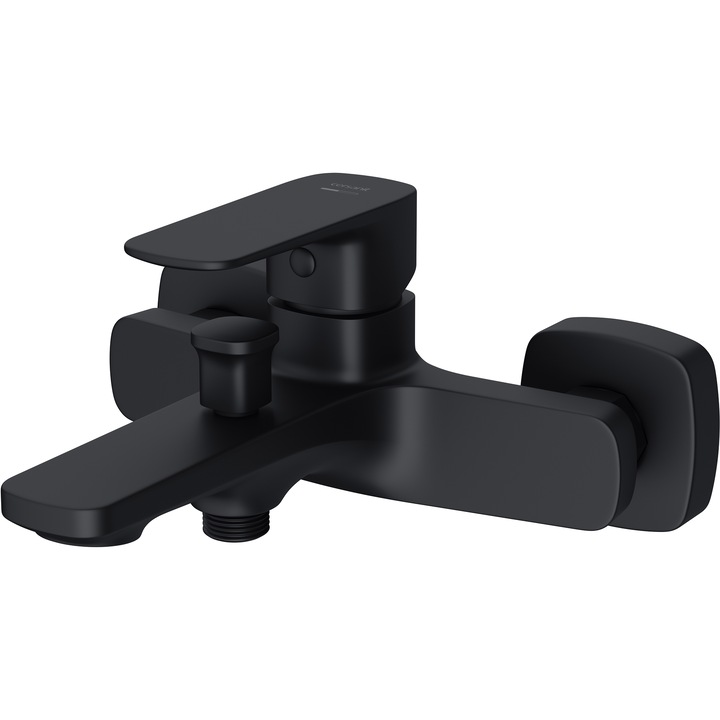 Смесител за вана/душ Cersanit Larga S951-376, Керамичен патрон, Подвижен аератор, Черен