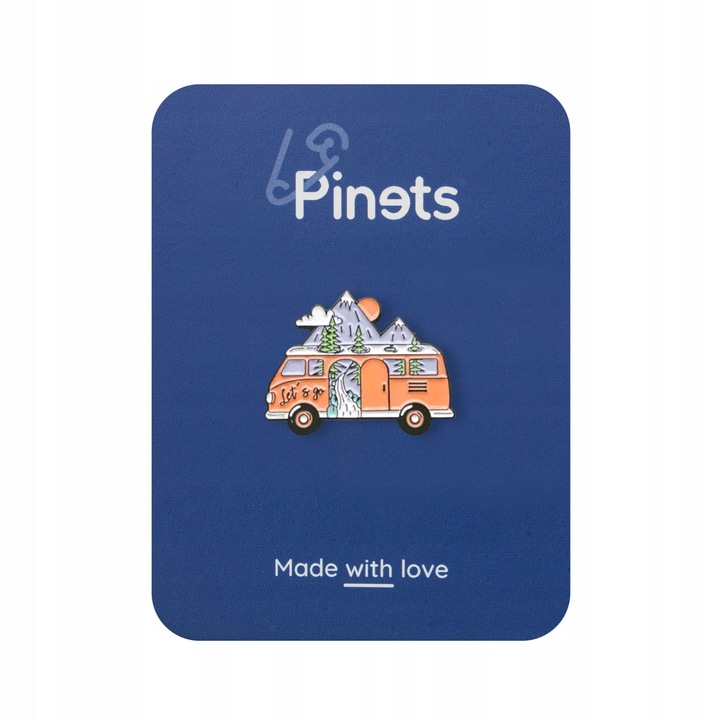 Pin brosa, PINETS, Camper, Portocaliu, 3.0 cm x 2.5 cm