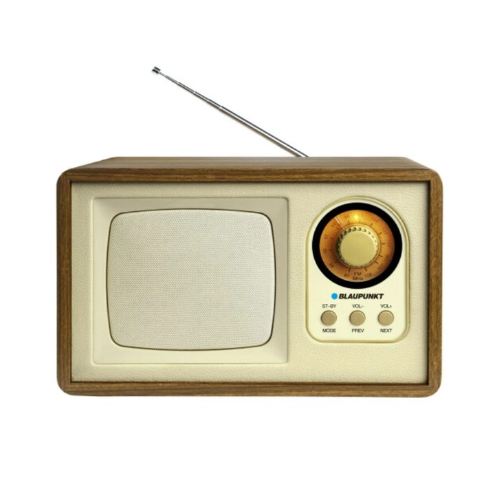 Радио FM тунер, 5W, USB / SD и AUX входове, Класически дизайн, Кафяв цвят