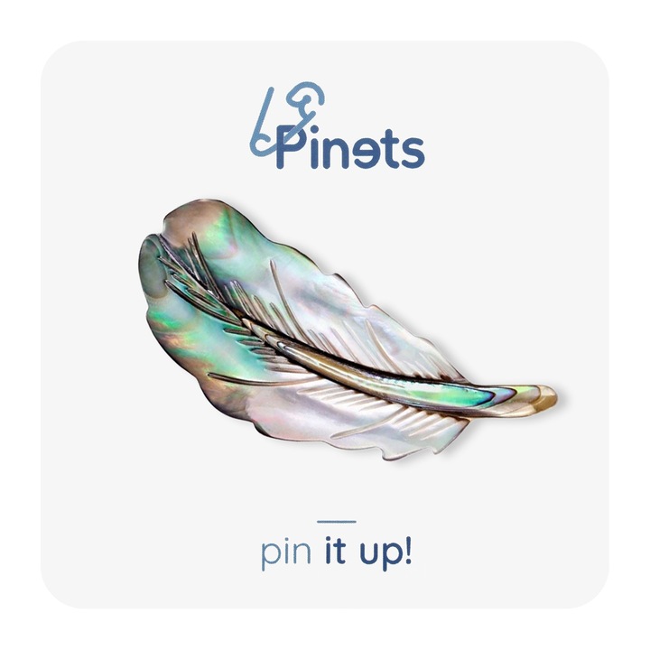 Дамска брошка, PINETS, Перо, Многоцветна, 6.0 см x 2.1 см