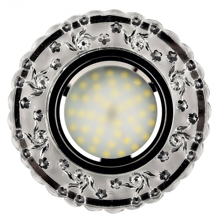 Луна стационарна с LED лента Lightex, 3W, 4000K, 330lm, Ф100mm, Прозрачно стъкло
