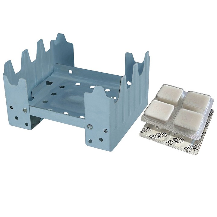 Összecsukható tűzhely szilárd alkohollal, 4 tablettával Origin Outdoors Wilderness, 200 gramm, 12 perc