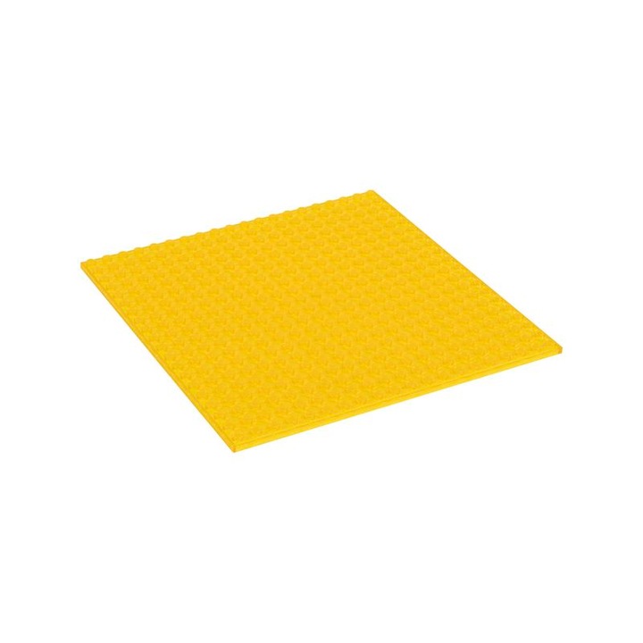 Placa de baza pentru set de constructie, Q-Bricks, Model 20x20 Traffic Yellow, 159.5 x 159.5 mm, 3 ani+, Galben/Transparent