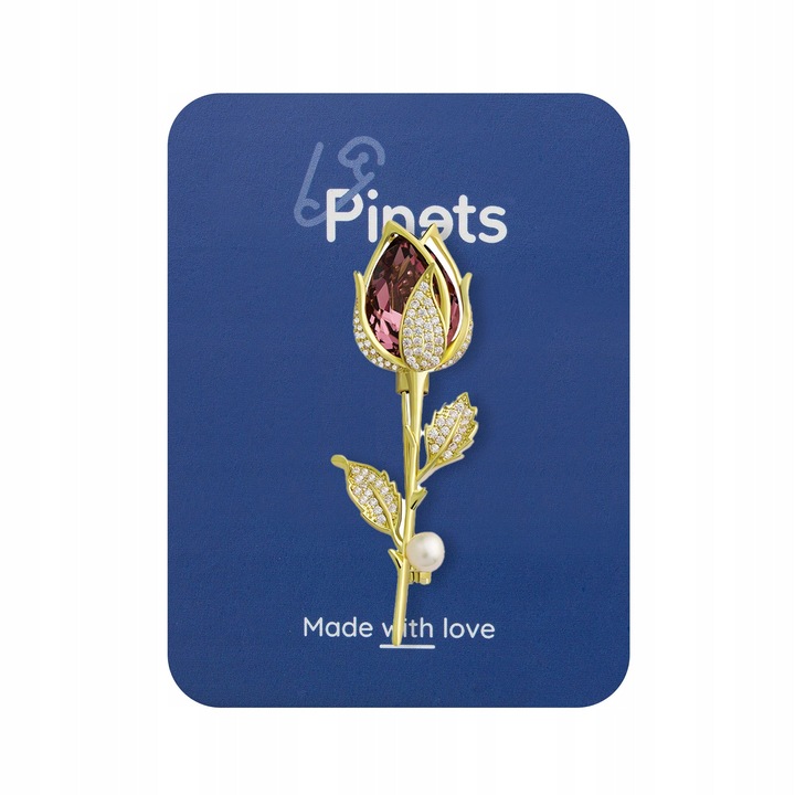 Brosa dama, PINETS, Floare, Roz, 2.0 cm x 5.9 cm