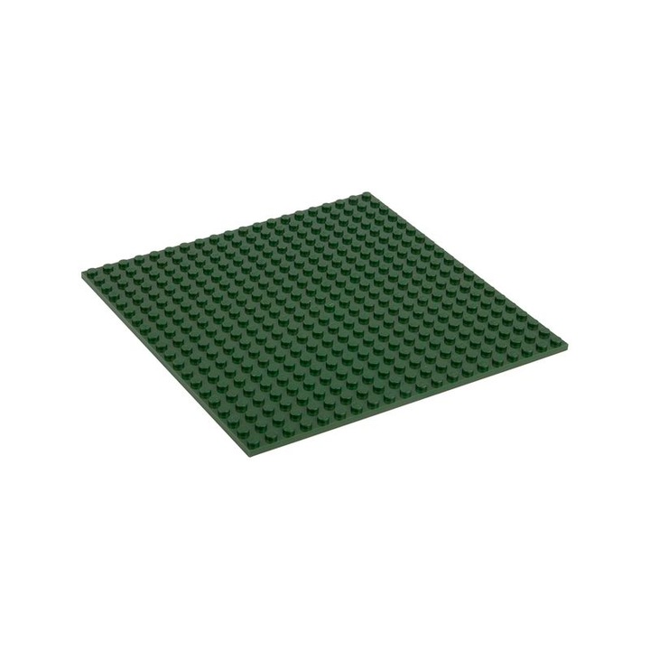 Placa de baza pentru set de constructie, Q-Bricks, Model 20x20 Moss Green, 159.5 x 159.5 mm, 3 ani+, Verde inchis