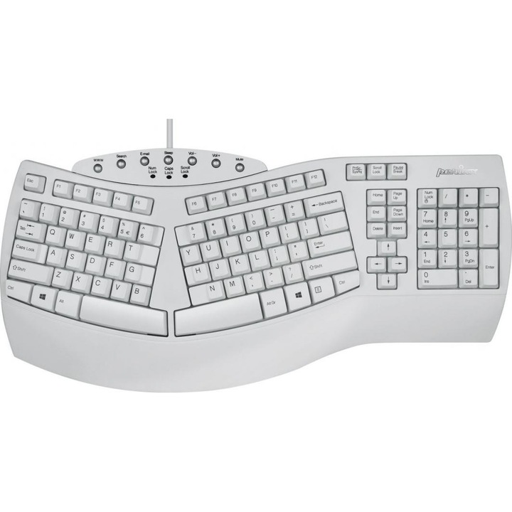 Perixx 11528 billentyűzet, kábellel, fehér, amerikai kiosztással