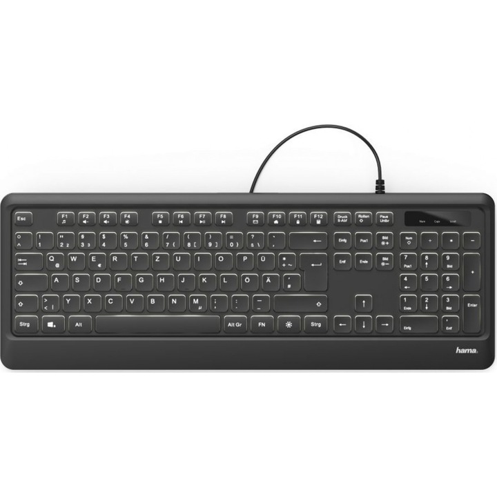 Tastatura Hama 1826710000, cu cablu, iluminata, DE layout