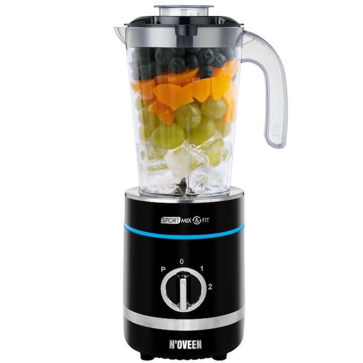 Blender MOZANO Nutri Sport, 1000 ml, 2 bidonuri, negru
