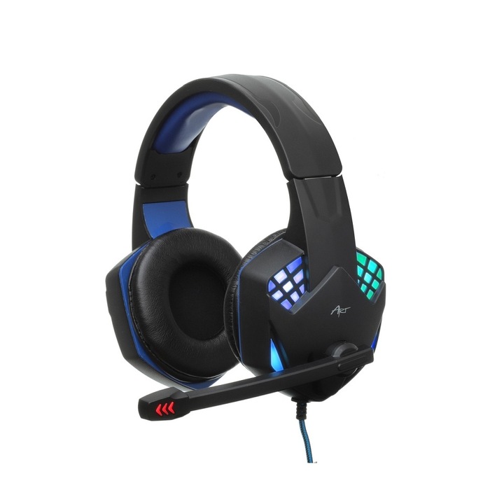 Casti Gaming Art G11 cu cablu, microfon si led incorporat, Negru