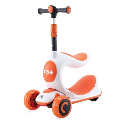 Trotineta Lorelli Trio cu Scaun, Roti cu Leduri si Ghidon Reglabil pe Inaltime Orange