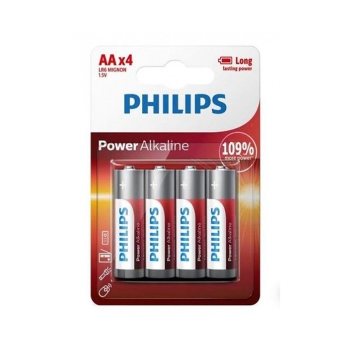 Set 4 bucati baterie Philips aa r3 power alkaline